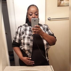 Black And White Plaid Jacket Small Stain on Front